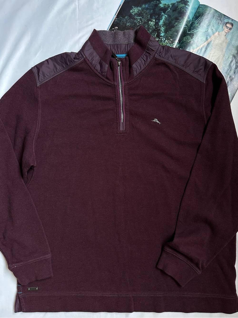 Tommy Bahama Men's Half-Zip Sweater in Deep Burgundy
